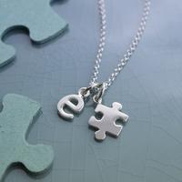 Personalised Silver Jigsaw Necklace