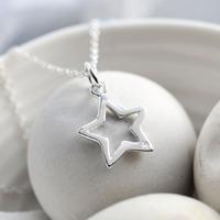 Personalised Silver and Diamond Open Star Necklace