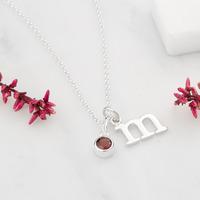 Personalised January Birthstone Necklace (Garnet)