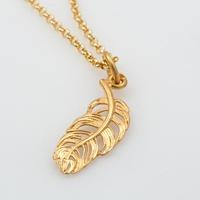 personalised gold feather necklace