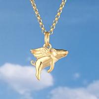 Personalised Gold Flying Pig Necklace