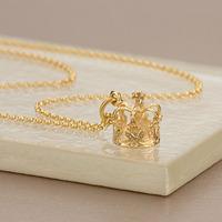 Personalised Gold Crown Necklace