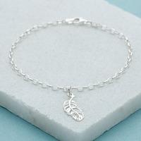 Personalised Silver Feather Charm Bracelet