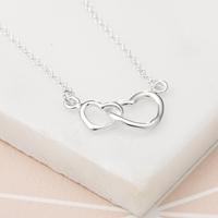 Personalised Silver Linked Hearts Necklace
