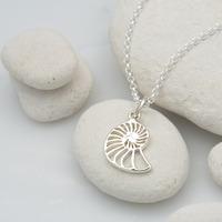 personalised silver shell slice necklace