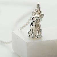 personalised silver cat necklace