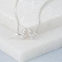 Personalised Silver Birds on a Branch Necklace