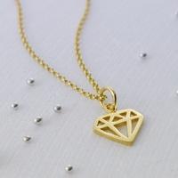 Personalised Gold Geometric Diamond Necklace