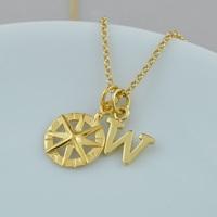 Personalised Gold Compass Necklace