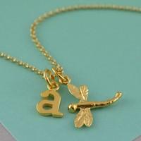 Personalised Gold Dragonfly Necklace