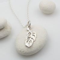 personalised silver feather necklace