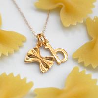 Personalised Gold Pasta Bow Necklace