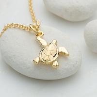 personalised gold turtle necklace