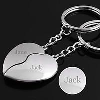 personalized engraved gift a pair heart shaped lover keychain