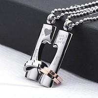 Personalized Gift Couple Lovers Stainless Steel Jewelry Engraved Pendant Necklace with 60cm Chain