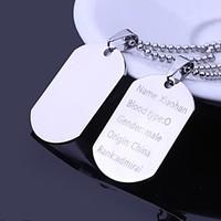 Personalized Gift Men\'s Jewelry Military Card Design Engraved Pendant Necklace with 60cm Chain