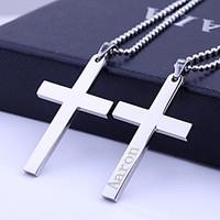 Personalized Gift Cross Stainless Steel Jewelry Engraved Pendant Necklace with 60cm Chain