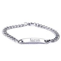 Personalized Gift Stainless Steel Jewelry Engraved ID Bracelets 0.7cm Width