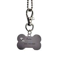 Personalized Gift Bone Shape Pink and Black Pet Id Name Tag with Chain for Dogs