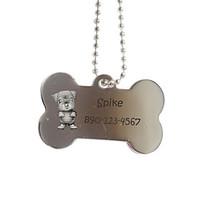 Personalized Gift Bone Shape Silver Pet Id Name Tag with Chain for Dogs