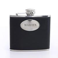 Personalized Father\'s Day Gift Black Curve 5oz PU Leather Capital Letters Flask