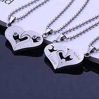 Personalized Gift Couples Stainless Steel Engraved Pendant Necklace Jewelry with 60cm Chain