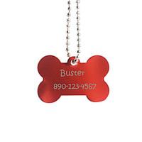 Personalized Gift Bone Shape Red Pet Id Name Tag with Chain for Dogs