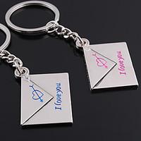 personalized engraved gift a pair envelope shaped lover keychain