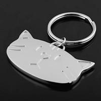 Personalized Engraved Gift Cat Head Shaped Keychain