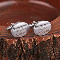 Personalized Gift Oval Silver Metal Engraved Cufflink