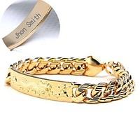 Personalized Jewelry Glam Copper Gold Plated Engraved Man\'s Bracelets