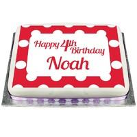 Personalised Ready Made Red Polka Cake