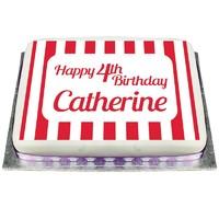 Personalised Ready Made Red Stripe Cake