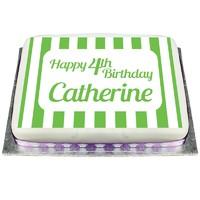Personalised Ready Made Green Stripe Cake