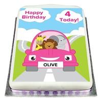 Personalised Ready Made Pink Car Birthday Cake