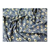 Peacock Feathers Print Cotton Lawn Dress Fabric Navy & Jade
