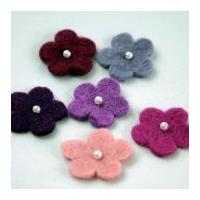 Pearl Flower Handmade Felt Embellishments Pink Purple