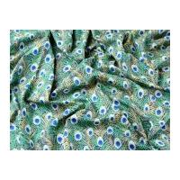 Peacock Feathers Print Cotton Lawn Dress Fabric Jade