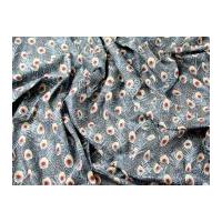 Peacock Feathers Print Cotton Lawn Dress Fabric Airforce