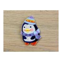 Penguin Embroidered Iron On Motif Applique Multicoloured