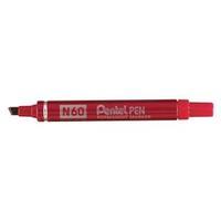 Pentel N60 Chisel Tip Permanent Marker Red Pack of 12 N60-B