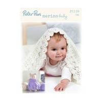Peter Pan Baby Merino Lacy Blanket and Teddy Bear Digital Pattern P1159