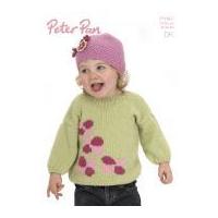 Peter Pan Girls Flower Sweater & Hat Knitting Pattern 1147 DK
