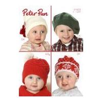 Peter Pan Baby & Childrens Hats Knitting Pattern 1103 4 Ply, DK