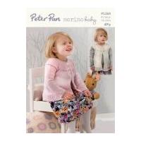 Peter Pan Childrens Cardigans Merino Baby Knitting Pattern 1264 4 Ply