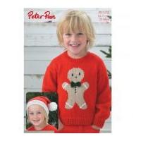 Peter Pan Childrens Christmas Sweater & Hat Knitting Pattern 1173 DK