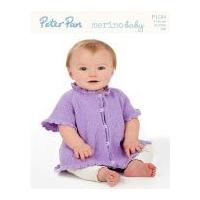 Peter Pan Baby Cardigan with Crochet Edge Knitting Pattern 1184 DK