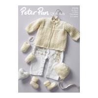 Peter Pan Baby Premature Matinee Coat, Bonnet, Booties & Mittens Knitting Pattern 1070 4 Ply, DK