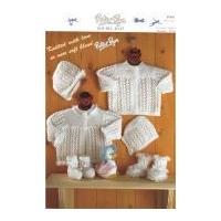 Peter Pan Baby Matinee Coat, Bonnet & Booties Knitting Pattern 891 DK