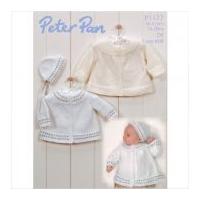 peter pan baby cardigans hat knitting pattern 1177 dk